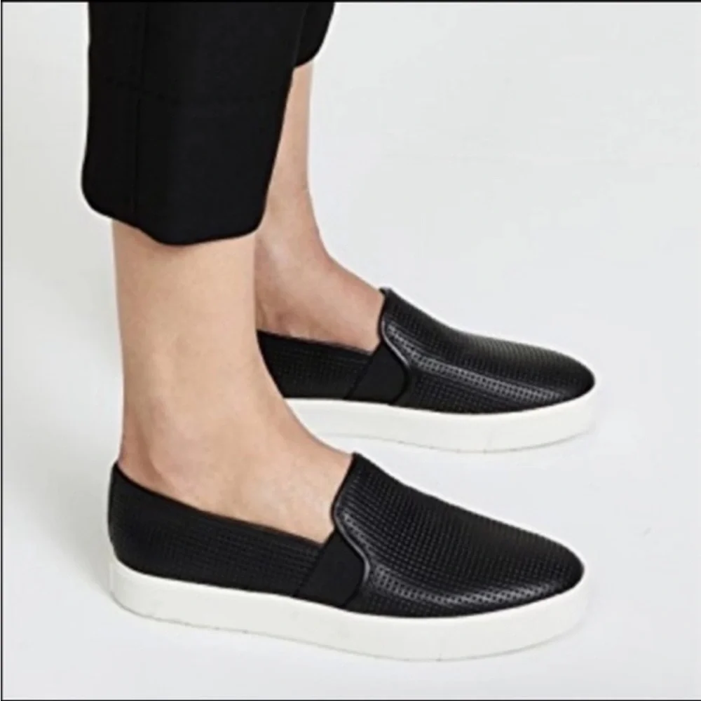 Vince Blair Slip-Ons Black Perforated Leather Size 6